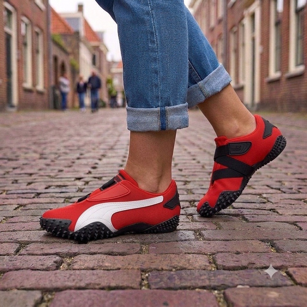 Puma Mostro OG Prime Sneakers Womens 6.5 Red Spiked Low Top Mesh Straps **NEW**